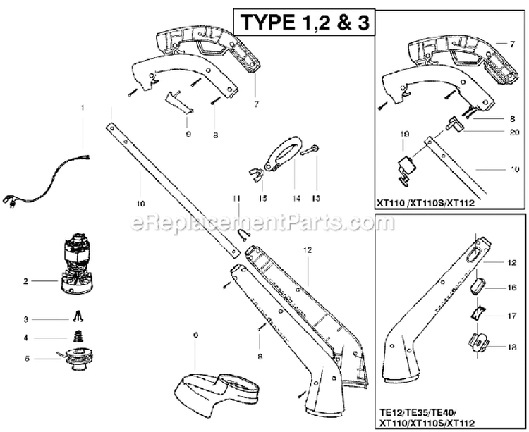 Page A Diagram and Parts List for SG10 Type 2 Weed Eater Trimmer